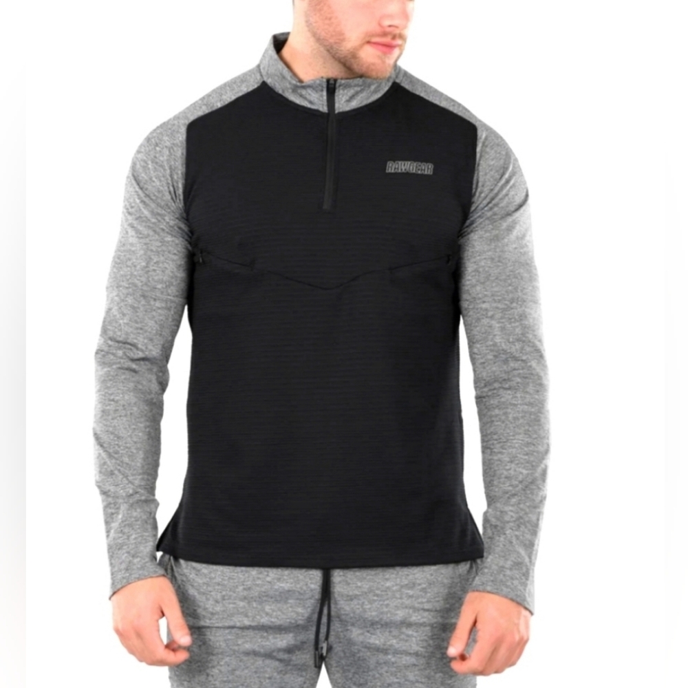 NWT Rawgear Essentials Men's Quarter Zip Pullover Model# RG512 Black Size Small